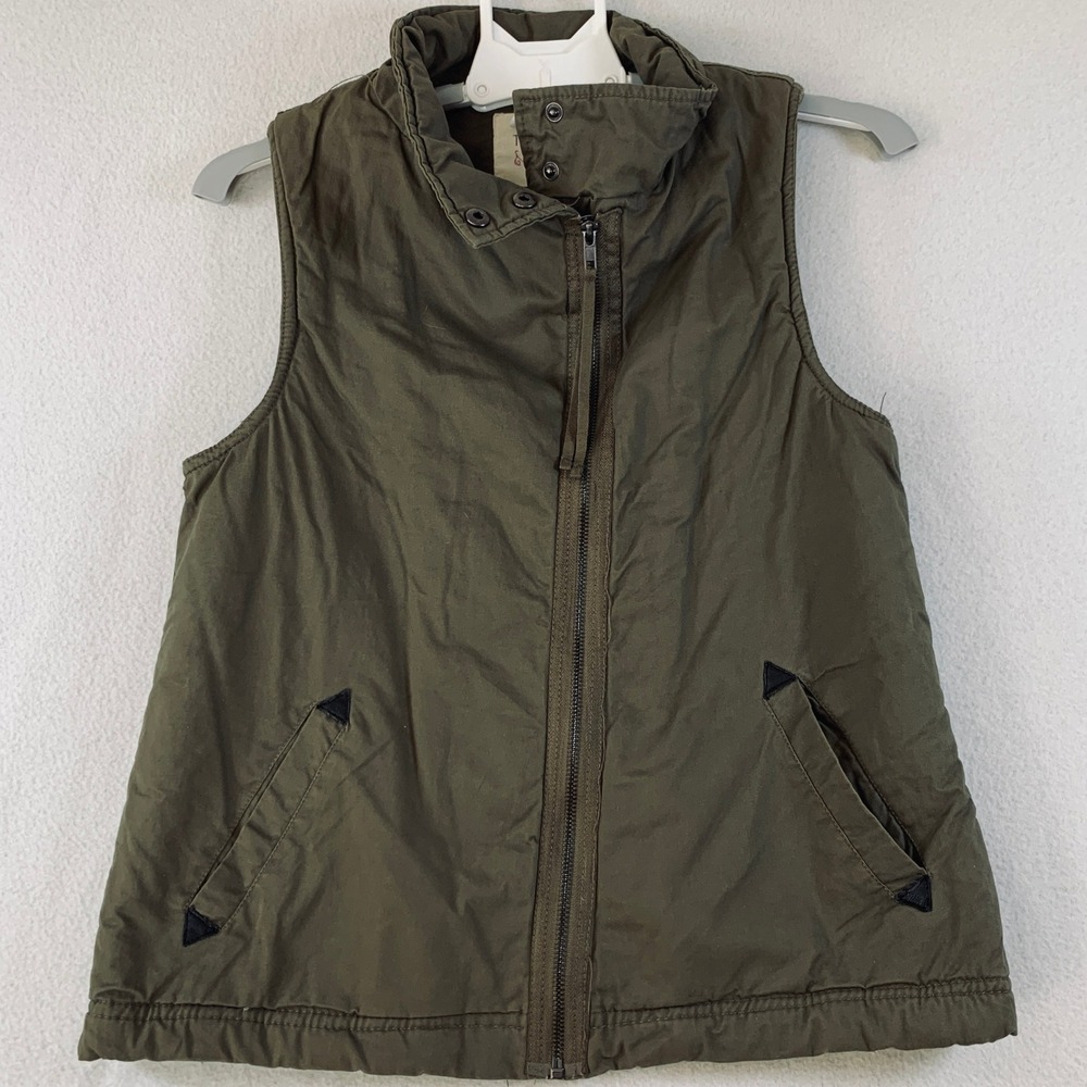 Thread &‎ Supply Women's Full Zip Sherpa Lined Collared Vest Olive Green Size S